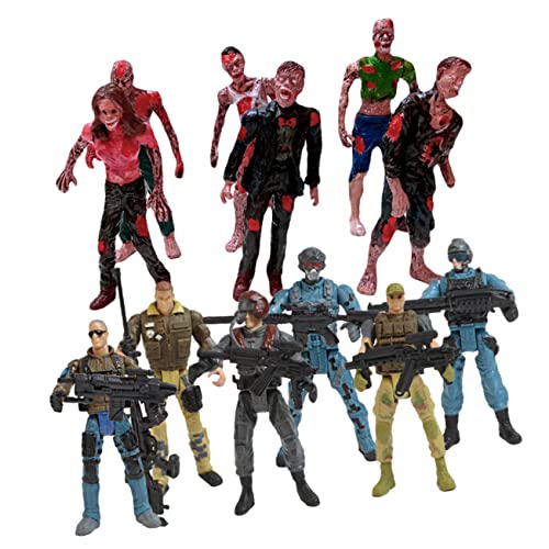 TOYANDONA Actionfigur Soldaten 12 Stück Spielzeug Figuren mit Zombies 10cm Kunststoff Modell Kit für Kinder Robuste und Detailreiche Spielfiguren für Kreative Rollenspiele von TOYANDONA
