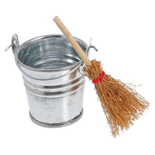 TOYANDONA 1Satz Puppenhaus Reinigungsset mit Besen und Eimer DIY Zubehör für Puppenstuben Langlebig und Kreativ für Miniaturprojekte und Spielzeugliebhaber von TOYANDONA