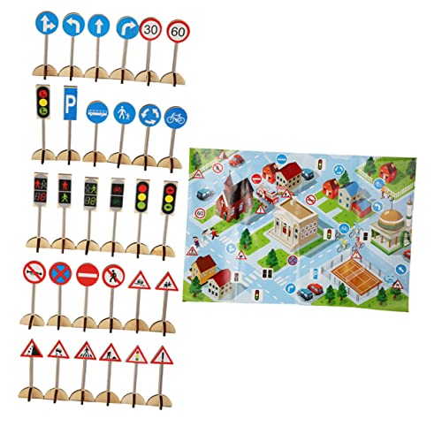 TOYANDONA 1Satz Verkehrszeichen Kognitive Lernhilfe für Straßenverkehrszeichen Realistischen Farben Tragbar für Spielgruppen für Kreative Verkehrssimulation von TOYANDONA