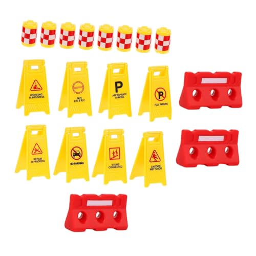 TOYANDONA 1Satz Verkehrszeichen Spielzeugset für Teiliges mit Gelben Kollisionszonen Form Warnschildern und Roten Wasserbarrieren Lernspielzeug von TOYANDONA