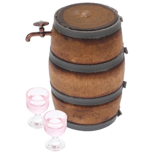 TOYANDONA 1satz Miniature Dollhouse Wine Mit Zapfhahn Und Weingläsern Retro Deko Für Puppenhaus Hochwertiges Zubehör Für Sammler Und -projekte von TOYANDONA