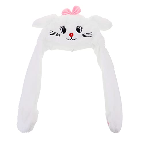 TOYANDONA 1Stk Ohrenmütze kinderkleider kinderkleidung weihnachstsgeschenk weihnachsgeschenk weichnachtsgeschke Plüsch Hasenmütze Plüschohr bewegender Hut Party-Kaninchen-Hut Weiß von TOYANDONA