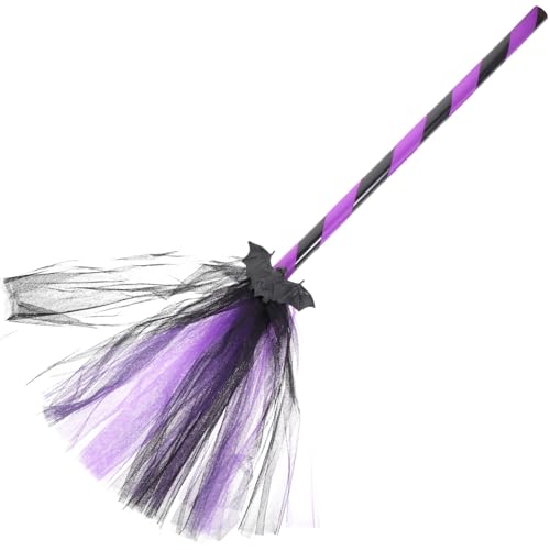 TOYANDONA 1stk Fledermausmaschenbesen Tür Besen Fledermäuse Halloween- -Dekorationen Halloween-partydekorationen Funkelnd Fröhliches Halloween-Banner Girlande Violett Gittergewebe von TOYANDONA