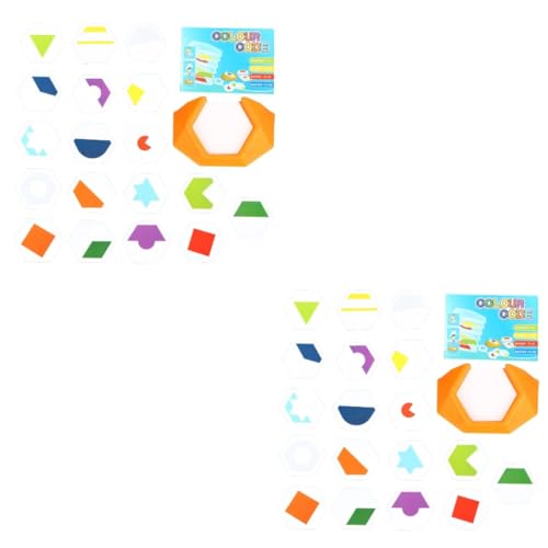 TOYANDONA 2 Kisten Denkspiel Geometrisches Buntes Puzzle Spielzeug Für Kleinkinder Tangram-denkaufgaben Entwicklungsspielzeug Für Kinder Farbcode-Puzzle Erinnerung Dreidimensional Plastik 3D von TOYANDONA