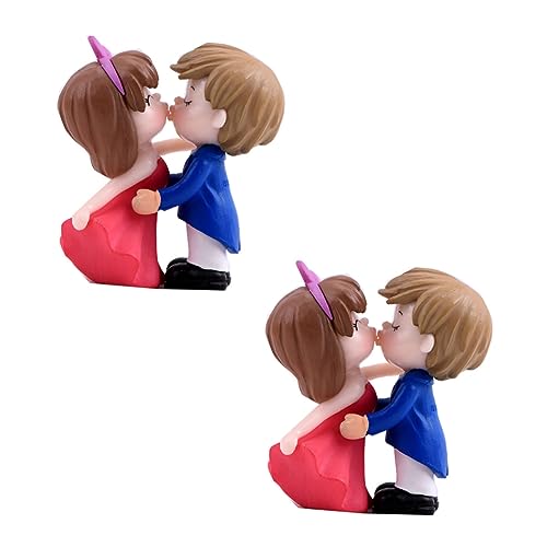 TOYANDONA 2 Paar Hochzeitsdekorationspuppe Miniaturpaarfiguren Feengarten Zubehör Mädchen Kaninchen Fee Zubehör Hochzeitstorte Topper Kuchen Miniaturpuppen Valentinstag-skulptur Hase Plastik von TOYANDONA