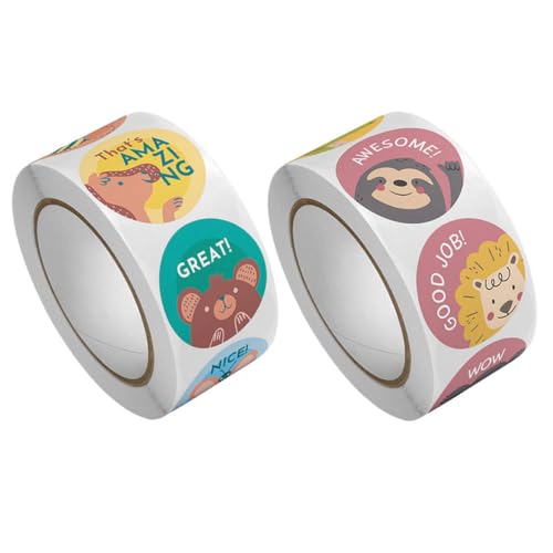 TOYANDONA 2 Rollen Cartoon-kinderaufkleber Ermutigen Abziehbilder Belohnungsaufkleber Cartoon-Aufkleber Positive Aufkleber Aufkleber Cartoon-preisaufkleber Papier von TOYANDONA