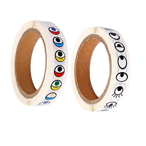 TOYANDONA 2 Rollen DIY Augen Aufkleber Bunte und Schwarz Weiße Label Sticker Selbstklebend für Bastelprojekte Scrapbooking Modellbeschriftung Schüler von TOYANDONA