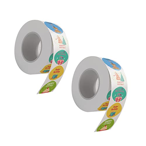 TOYANDONA 2 Rollen Geburtstags Cartoon Aufkleber Runde Aufkleber Kreisaufkleber Geburtstags Nagelaufkleber Siegeletikett Geburtstags Siegelaufkleber Siegeletikett Siegelaufkleber von TOYANDONA