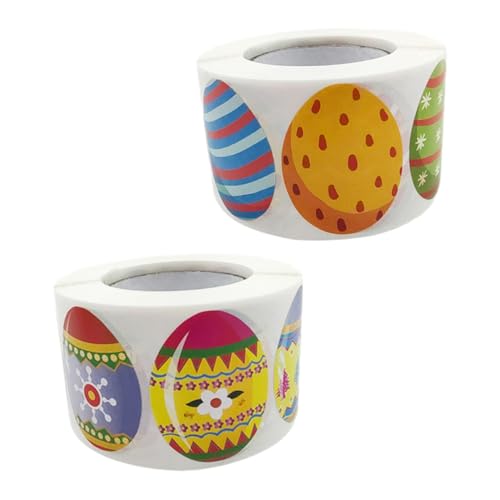 TOYANDONA 2 Rollen 500 Stück Ovale Osteraufkleberrollen Cartoon-Aufkleber Klebeetiketten Für Haushaltsnotizbuchkarten von TOYANDONA