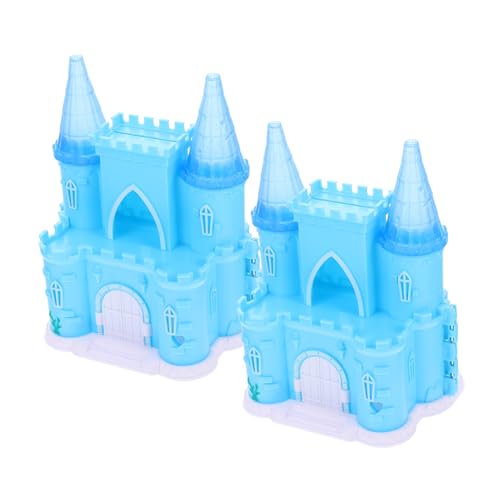 TOYANDONA 2 STK Schloss kinderspielzeug hühner kinderknallzeug Villa-Ornament Kleines Hausdekor Zubehör für Puppenhäuser kleines Hauszubehör Abs Blue von TOYANDONA