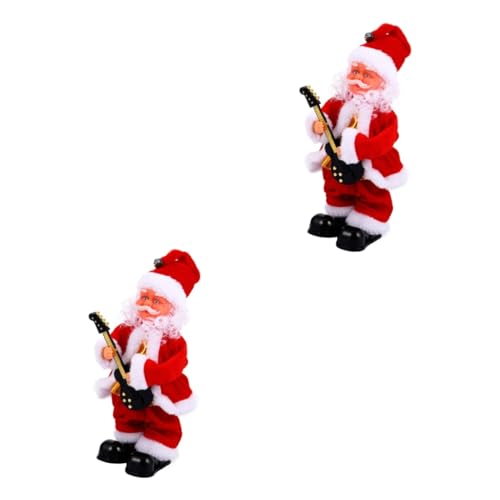 TOYANDONA 2 STK Weihnachts Musik Für Den Alten Mann Weihnachtsmann Figur Weihnachten Weihnachtsmann-Spielzeug Singen Tanzender Weihnachtsmann Kind Stoff Saxophon Rot Puppe von TOYANDONA