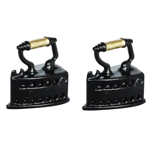 TOYANDONA 2 STÜCK Mini Retro Bügeleisen aus Legierung Miniatur Möbel Schwarzes Modell für Puppenhaus Nähszene Dekorative Vintage Accessoires für DIY Mini Haus Handgefertigt und Vielseitig von TOYANDONA