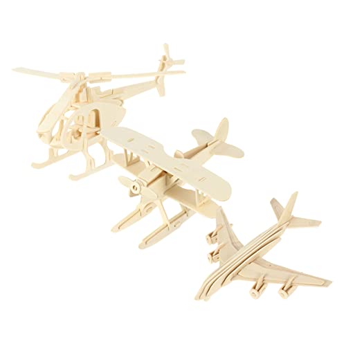 TOYANDONA 2 Sätze 3 STK Flugzeugmodell Spielzeugflugzeug aus Holz 3D-Flugzeug-Kit 3D-Holz Kinder rätsel Kinderspielzeug Puzzle-Spielzeug Flugzeug Spielzeug hölzern Suite Diorama Blöcke von TOYANDONA