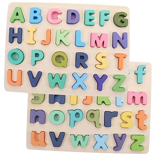 TOYANDONA 2 Sätze Englisches Alphabet Puzzle für Holzbuchstaben Lernspielzeug Großes Puzzleteil Design für Kleine Hände Fördert Kognitive Fähigkeiten und Logisches Pädagogisch Geeignet für von TOYANDONA
