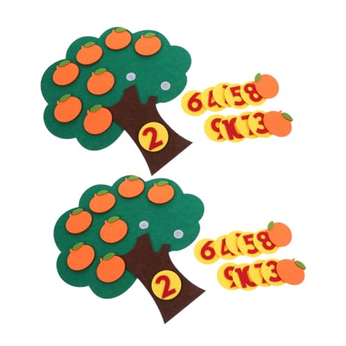 TOYANDONA 2 Sätze Farbige Filz Orange Baumspielzeug Kindergarten Lernspielzeug Zahlenformen Frühe Bildung Interaktives Mathe Spiel für Vorschule von TOYANDONA