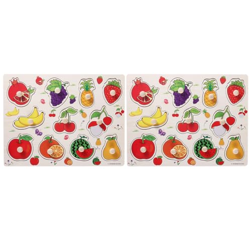 TOYANDONA 2 Sätze Früchte Puzzle Lernspielzeug Holzpuzzle Montessori Frühes Lernen Babyspielzeug Ab Jahre Geschenk für Jungen und Mädchen von TOYANDONA