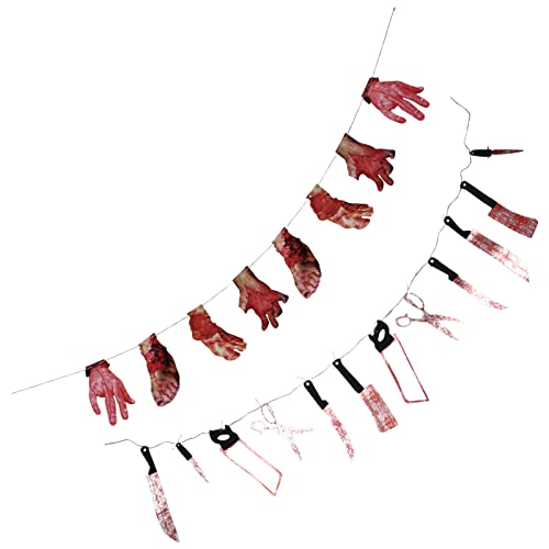 TOYANDONA 2 Sätze Halloween-String-Flaggen Wettbewerb Party blutig Aufkleber Tür Halloween küche Halloween dekoartikel Outdoor Blutmesser-Banner Banner mit zerbrochenen Körperteilen Hanfseil TOYANDONA 2 Sätze Halloween-String-Flaggen Wettbewerb Party blutig Aufkleber Tür Halloween küche Halloween dekoartikel Outdoor Blutmesser-Banner Banner mit zerbrochenen Körperteilen Hanfseil von TOYANDONA
