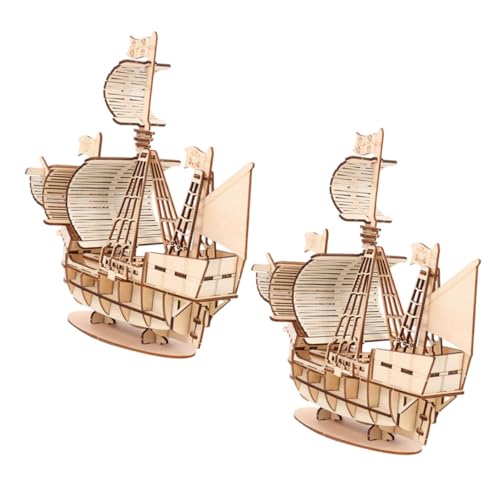 TOYANDONA 2 Sätze Holz Segelboot Puzzle Bausatz Modellbausatz DIY Puzzle für Erwachsene Natürliches Holzspielzeug Geduld und Beobachtung Dekoratives Segelschiff Modell von TOYANDONA