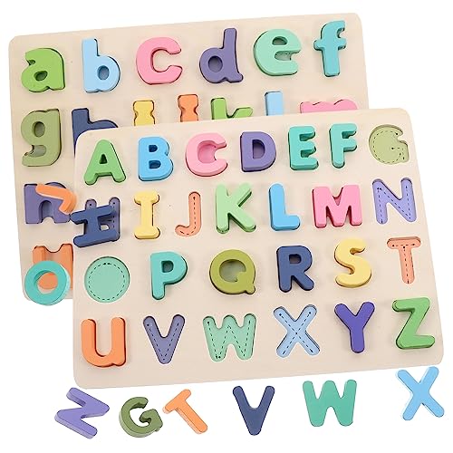TOYANDONA 2 Sätze Holzpuzzle Englisch Alphabet Lernspielzeug für Große Sichere Puzzleteile Pädagogisch Spielerisch Frühe Bildung Robust und Abgerundet für Lange Autofahrten von TOYANDONA
