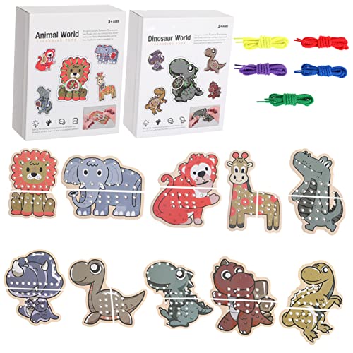 TOYANDONA Holz-schnürkarten-Set Tier-schnürspielzeug Für Kinder Das Binden Lernen Mit Fädelspielzeug Für Kleinkinder TOYANDONA Holz-schnürkarten-Set Tier-schnürspielzeug Für Kinder Das Binden Lernen Mit Fädelspielzeug Für Kleinkinder von TOYANDONA