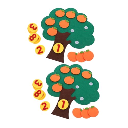 TOYANDONA 2 Sätze Kindergarten Lernspielzeug Filz Orangenbaum Zahlen Puzzle Interaktives Vorschulspielzeug für Frühe Mathematik und Zahlenlernen Jungen Mädchen von TOYANDONA