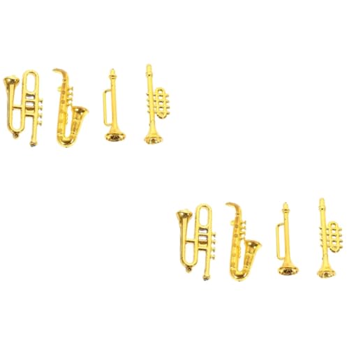 TOYANDONA 2 Sätze klassisches Musikinstrument Miniatur-Puppenhaus-Saxophon Puppenhaus-Miniaturen Modelle Kinderspielzeug Mini-Musikinstrumentenmodell Mini- -Requisite Violine Trompete von TOYANDONA