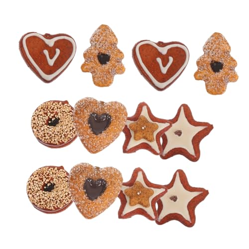 TOYANDONA 2 Sätze Künstliche Weihnachtskekse Teilig Realistische Deko Keksmodelle Herz Stern Baum Form Für Küche Fotografie Requisiten Kunst Lebensmittel Props von TOYANDONA