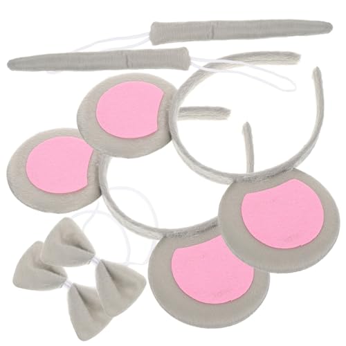 TOYANDONA 2 Sätze Mäuseohren Haarreif mit Schleife und Weiches Stoffkostüm Set für Erwachsene Leichtes Realistisches Mäusekostüm Zubehör für Halloween Karneval Party Fotografie von TOYANDONA