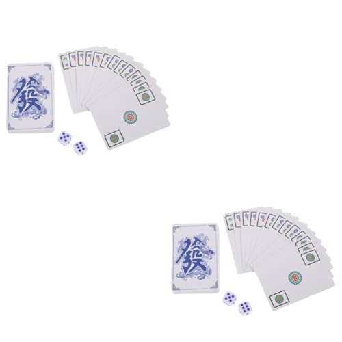 TOYANDONA 2 Sätze Mahjong-Poker Reise-Mahjong-Karten Mahjong-kit Reise-brettspiel Mini-Mahjong Brettspiele Miniatur Chinesisches Mahjong Mahjong-Tisch Reisen Papier Spiel Requisiten Fein von TOYANDONA