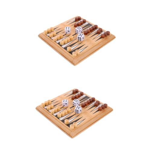 TOYANDONA 2 Sätze Mini-Backgammon Partyschachspielzeug Interaktives Spielzeug Schach Spielzeug Reise Schachbrett Spielzeug Für Tischplatten Lernspielzeug Bambus Schreibtisch Partybedarf Kind von TOYANDONA