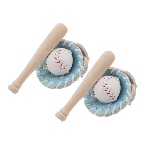 TOYANDONA 2 Sätze Mini Baseball Mini-baseballbälle Kleine Baseballs Miniatur-baseballschläger Kuchendeckel Holz von TOYANDONA