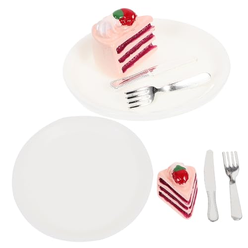 TOYANDONA 2 Sätze Mini-kuchenteller Mini-Dessert-Modell Mini-küchenszenendekor Mini-hausverzierung Winziges Essen Mini-Sachen Miniatur Vorgetäuschter Kuchen Mini-hauskuchenmodell Rosa Harz von TOYANDONA
