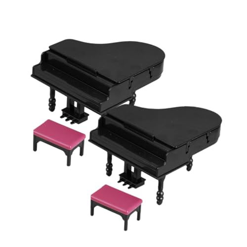 TOYANDONA 2 Sätze Miniatur Klavier mit Hocker Puppenhaus Zubehör Miniaturpiano Musikinstrument Dekoration für Heim Party Reiseaccessoire von TOYANDONA