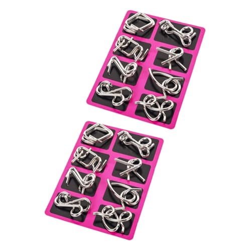 TOYANDONA 2 Sätze Neun Serien Ring Ineinandergreifendes Puzzle Für Metalldraht -Puzzle Puzzles Aus Metalldraht Iq-rätsel Aus Metalldraht Rostfreier Stahl Rot von TOYANDONA