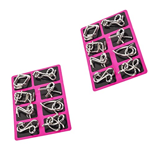 TOYANDONA 2 Sätze Neun Serien ineinandergreifendes Puzzle Ring für kinderspielzeug Kid Toys IQ-Rätsel aus Metalldraht Puzzles aus Metalldraht Rostfreier Stahl rot von TOYANDONA