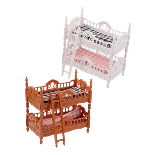 TOYANDONA 2 Sätze Puppenhaus Etagenbett Miniatur Schlafzimmer Möbel aus Stabilem Kunststoff und Stoff Realistische Etagenbetten für Kreative Rollenspiele und Dekorative Puppenhaus TOYANDONA 2 Sätze Puppenhaus Etagenbett Miniatur Schlafzimmer Möbel aus Stabilem Kunststoff und Stoff Realistische Etagenbetten für Kreative Rollenspiele und Dekorative Puppenhaus von TOYANDONA