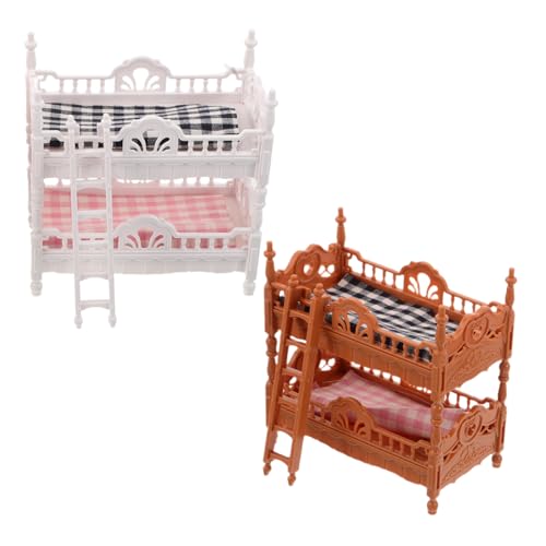 TOYANDONA 2 Sätze Puppenhaus Etagenbett mit Matratzen und Leiter Realistische Schlafzimmer Möbel für Kreatives Rollenspiel und Puppenhaus Dekoration von TOYANDONA