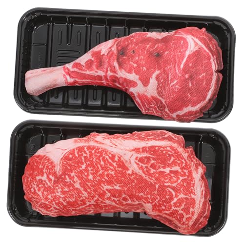 TOYANDONA 2 Sätze Realistisches Steakmodell Künstliches Rindfleisch Dekoobjekt Lebensnahes Fleischimitat Robust und Verschleißfest für Heimdekoration Foto Requisiten und Partygestaltung von TOYANDONA