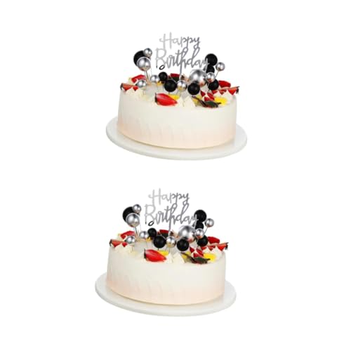 TOYANDONA 2 Sätze Schwarzgoldene Kuchendekoration Alles Zum Geburtstag Kuchendeckel Gold Diy-kuchenaufsatz Kuchenspießbällchen Kugelkuchenpicks Mini-ballon-kuchen-topper Papier von TOYANDONA
