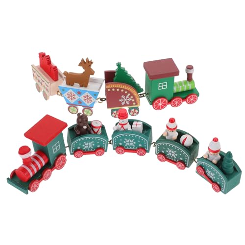 TOYANDONA 2 Sätze Weihnachts Holzzug Deko Buntes Holzspielzeug Festliche Tischdeko Kinderzimmer Weihnachtsdeko Indoor für Weihnachtsfeier und Party von TOYANDONA