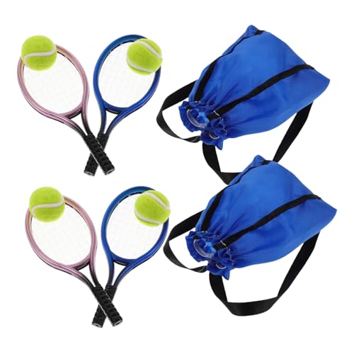 TOYANDONA 2 Satz Mini Tennisrackets mit Bällen Miniatur Dollhouse Sportzubehör Detailreiche Mini Tennisschläger Leichte Spielzeuge für Puppenhaus Dekoration und Rollenspiele von TOYANDONA