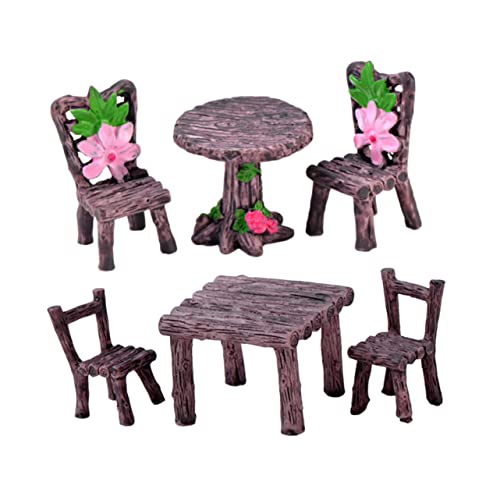 TOYANDONA 2 Sets Mikro Landschaftsornament Dekoration Gartenmöbel Kleine Häuser Gartenstuhl Tisch Stühle Stuhl Für Tische Kleines Kleine Häuser Gartentisch Und Stühle von TOYANDONA
