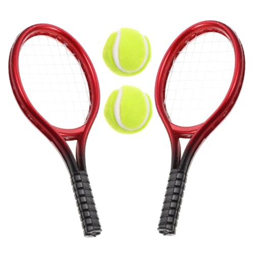 TOYANDONA 2 Sets Mini-tennisschläger Und Bälle-Set, Miniatur-Ball-zubehör, Sport-puppenbälle, Ausrüstung, Kuchendeckel Für Puppenhaus-Dekoration von TOYANDONA