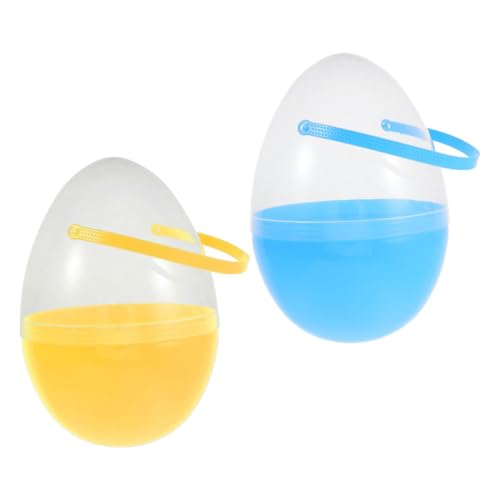 TOYANDONA 2 Stück Befüllbare Jumbo Ostereier mit Griff Transparente Eier für Osterdekoration Große Klapp Eierschalen für Sammeln Tauschen und Lehrerspaß von TOYANDONA