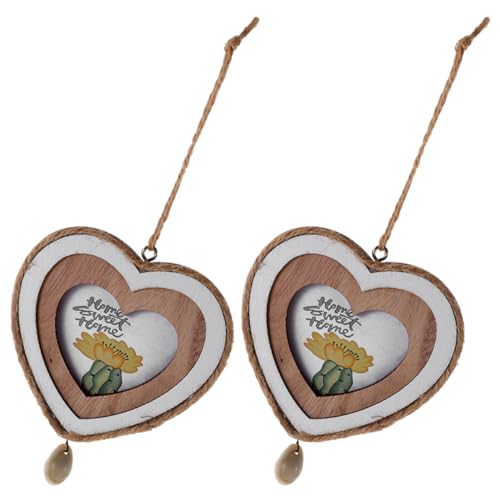 TOYANDONA Miniatur-holzrahmen Zum Basteln 2 Stück Herzförmige Bilderrahmen Für Die Heimdekoration Für Die Dekoration Kleiner Häuser von TOYANDONA