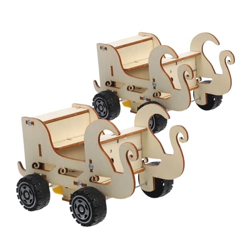 TOYANDONA 2stücke Holzautospielzeug DIY Montagemodell Autobausatz Kinderauto Spielzeugauto Wissenschaftsspielzeugsatz Wissenschaftsexperimentiersatz Für Junge Mädchen von TOYANDONA