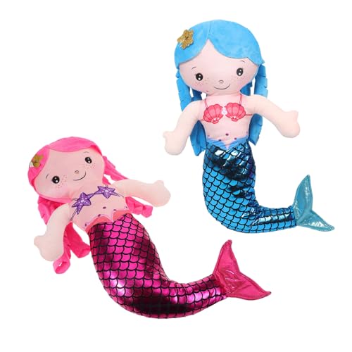 TOYANDONA 2 Stück Dekorative Kinderkissen Für Mädchen Schönes Kissen Plüsch Meerjungfrau Stofftier Meerjungfrau Stoffpuppe Funkelndes Schlafkissen von TOYANDONA