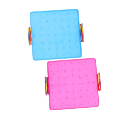 TOYANDONA 2 Stück Doppelseitiges Geoboard Kunststoff Pegboards für Grundschule Matheunterricht mit Gummibändern Blau Pädagogisches Lernspielzeug für Klassenzimmer und Zuhause von TOYANDONA