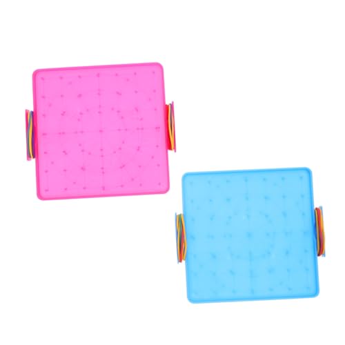 TOYANDONA 2 Stück Doppelseitiges Geobrett Schüler Kunststoff Steckbrett Mathe Lernspielzeug Montessori Klassenzimmer in Rosa Blau zur Feinmotorik und Interaktives Lernen von TOYANDONA