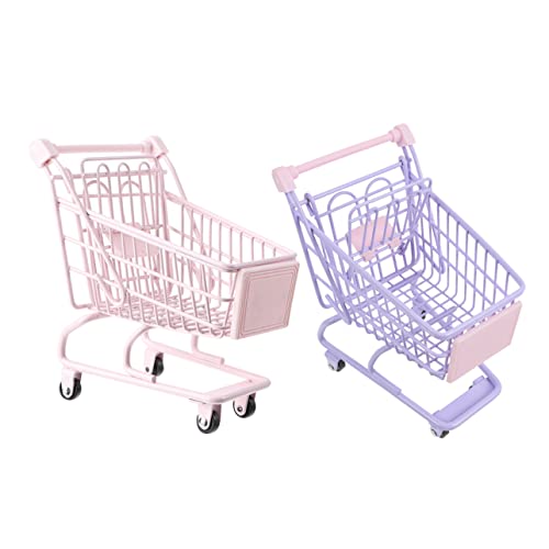 TOYANDONA 2 Stück Einkaufswagen Ornamente Einkaufswagen Mit Rädern Kleinkind Einkaufswagen Mini Kleine Babykasse Kleinkind Einkaufswagen Kleines Ornament Legierung von TOYANDONA